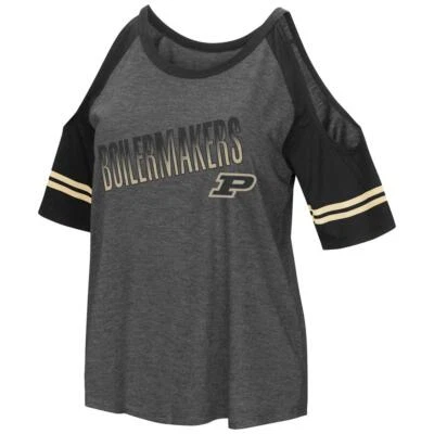 Purdue University Ladies Cold Shoulder Tee Open Shoulder - Image 1 of 2