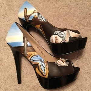 Handbemalte Salvador Dali "The Persistence Of Memory" einzigartige Pumps Heels - Bild 1 von 12