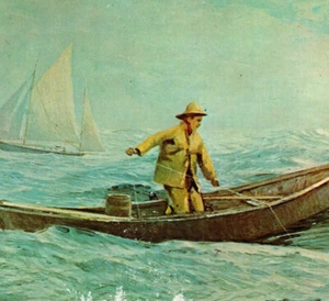 The Fisherman J Bradford Hague Painting Lobster Pot Rockport MA Vintage Postcard - Picture 1 of 4