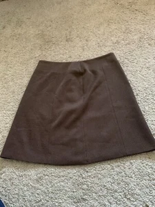 M&S Classic Skirt Long Size 14 Brown Lined Polyester Knee Length Good Condition - Picture 1 of 12