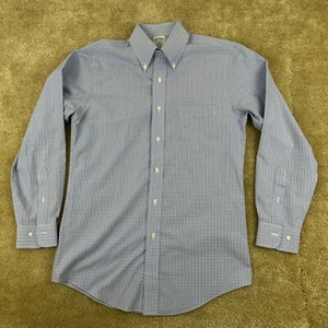 Brooks Brothers Mens Shirt 14.5 32 33 blue Oxford Button down Long Sleeve - Picture 1 of 16