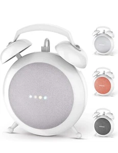 Google Home Mini Stand Holder Retro Alarm Clock Mount Base White - Picture 1 of 7