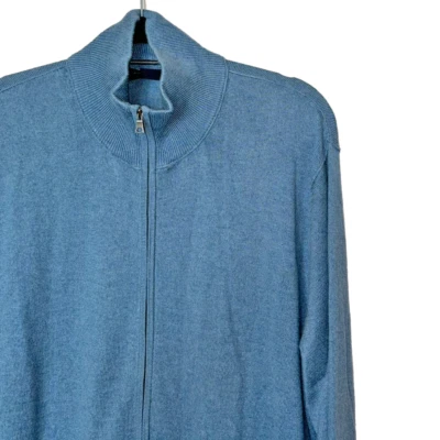 Banana Republic Light Blue Cashmere & Silk Zippered Cardigan - Size L - Image 1 of 4