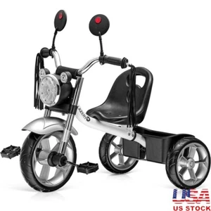 Toddler Motorcycle Tricycle W/ LED Headlight Sound Effects Tool-Free Assembly US - Picture 1 of 8