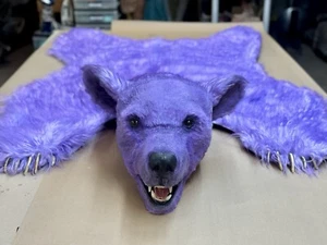 Purple Bear Skin Area Rug With Head, Plush Faux Fur, Realistic, Life Size - Picture 1 of 13