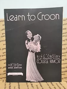 1931 "Learn To Croon" Noten Bing Crosby Art Deco College Humor Coslow Pink - Bild 1 von 2
