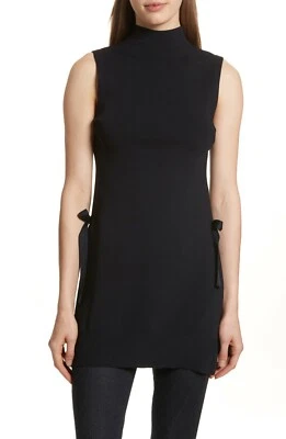 Top túnica larga ALICE + OLIVIA Base azul marino cuello falso pajarita lateral XS = 0/2 💙 Foto 1 de 4