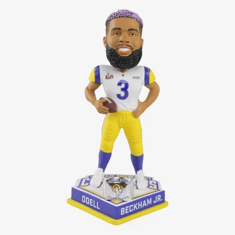 Odell Beckham Jr Los Angeles Rams Super Bowl LVI Champs Bobblehead FOCO NEW BOX Cover
