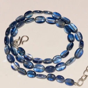 99 CTRS  6x8to7x9 MM NATURAL GEMSTONE KYANITE OVAL BEADS NECKLACE OBI2295 - Picture 1 of 2