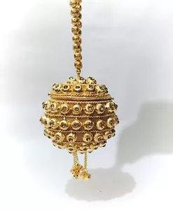 Handgefertigte ethnische goldene Clutch Tasche für sie - traditionelle indische Hochzeit Handtaschen - Bild 1 von 10