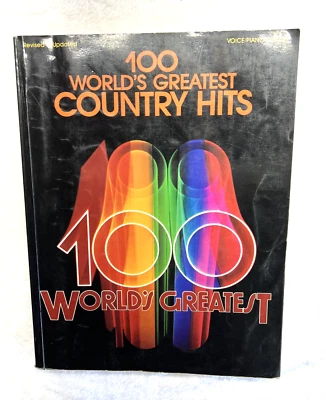 100 Worlds Greatest Country Hits guitarra piano de voz Warner Bro vintage - Imagem 1 de 4
