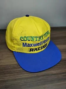 Vintage Country Time Maxwell House Racing Hat Yellow Snapback Cap NASCAR Waltrip - Picture 1 of 11