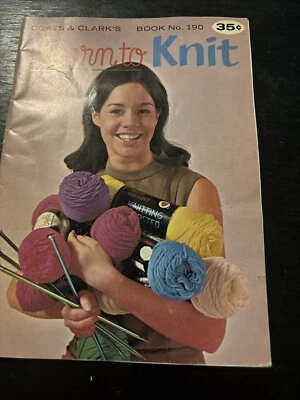 1960s Coats & Clark's Book 190 Learn To Knit Knitting & Crochet Pattern Book - Image 1 of 2