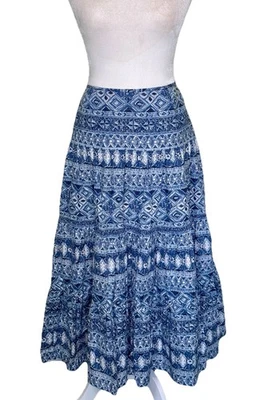 Maxi Falda Campesina Chaps Denim Para Mujer Boho Hippie Gitana En Niveles Cottagecore Talla 6 Foto 1 de 4