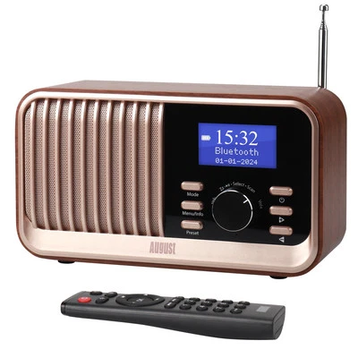 Retro Wiederaufladbare DAB UKW Radio Bluetooth USB Fernbedienung - August MB450 - Bild 1 von 4
