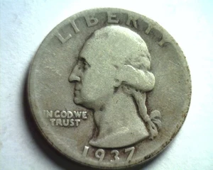 1937-D WASHINGTON QUARTER VERY GOOD / FINE VG/F NICE ORIGINAL COIN BOBS COINS - Picture 1 of 2