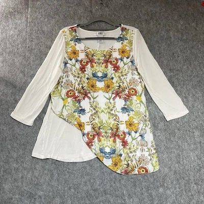 Camisa Monroe Principal Mujer Mediana Crema Floral Lagenlook Cottage Everyday Norm Top Foto 1 de 4