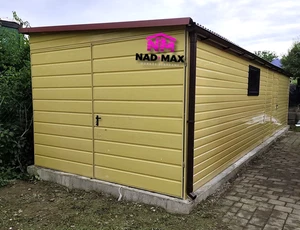 Blechgarage 3x7m Dachneigung nach rechts Lager Hütte Farbe wählbar Flügeltor - Bild 1 von 5