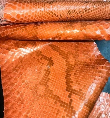 100% genuine Python skin, Italian genuine snake leather, exotic leather  - Image 1 of 4