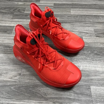 UNDER ARMOUR Stephen Curry 系带红色篮球鞋男式 12.5 码 — 第 1/4 张图片