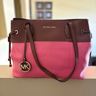 Bolso de Mano Michael Kors Marina Grande Norte Sur con Cordón Coral Rosa Marrón Foto 1 de 4