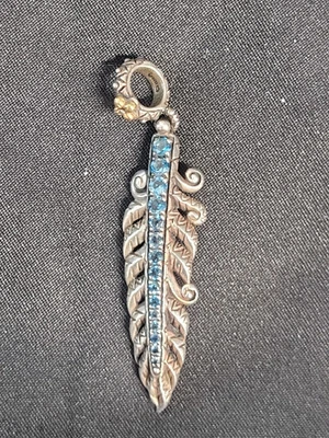 BARBARA BIXBY FEATHER CHARM PENDANT ENHANCER FLOWER Bue Spinel Jewelry SS 18K - Image 1 of 4