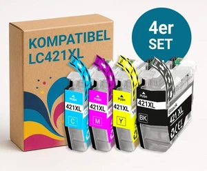 4er Multipack LC421XL Tintenpatronen kompatibel für Brother DCP-J1140 - Afbeelding 1 van 7
