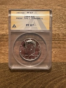 1964 TYPE 1 Kennedy Half Dollar Anacs Proof PF 67 PR67 Straight G - Picture 1 of 8