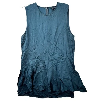 Theory Womens 100% Silk Crew Neck Sleeveless Blouse Tank Top Size S Teal Green - Image 1 of 4