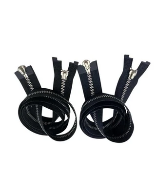 Cerniera Metallo 85 cm – Doppio Cursore con Finitura Acciaio Argento – Tiretto a - Immagine 1 di 4