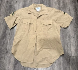 USMC MARINE CORP Shirt 16 1/2 16.5 Khaki Tan Short Sleeve Dress Uniform Corporal - Picture 1 of 9