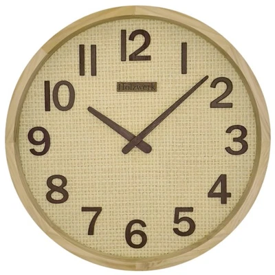 Holzwerk SAARBURG (FUNK) Holz Wanduhr, BOHO Rattan 30 cm Ø Designer Funkwanduhr - Bild 1 von 4