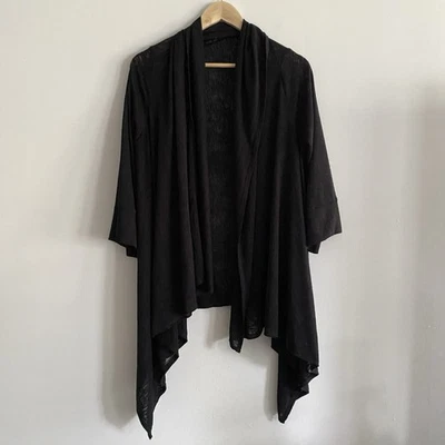 Nally & Millie 开衫毛衣黑色 L XL 美国开襟针织薄纱布 — 第 1/4 张图片