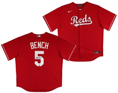 Reds Johnny Bench Authentic Signed Red Majestic Jersey Autographed Fanatics - Image 1 of 4
