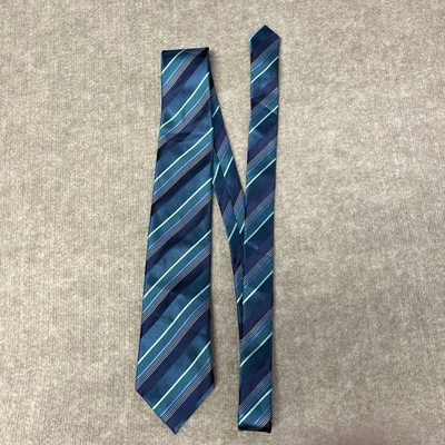 Corbata Cuello Geoffrey Beene Extra Larga XL Azul Turquesa Rayas Foto 1 de 4