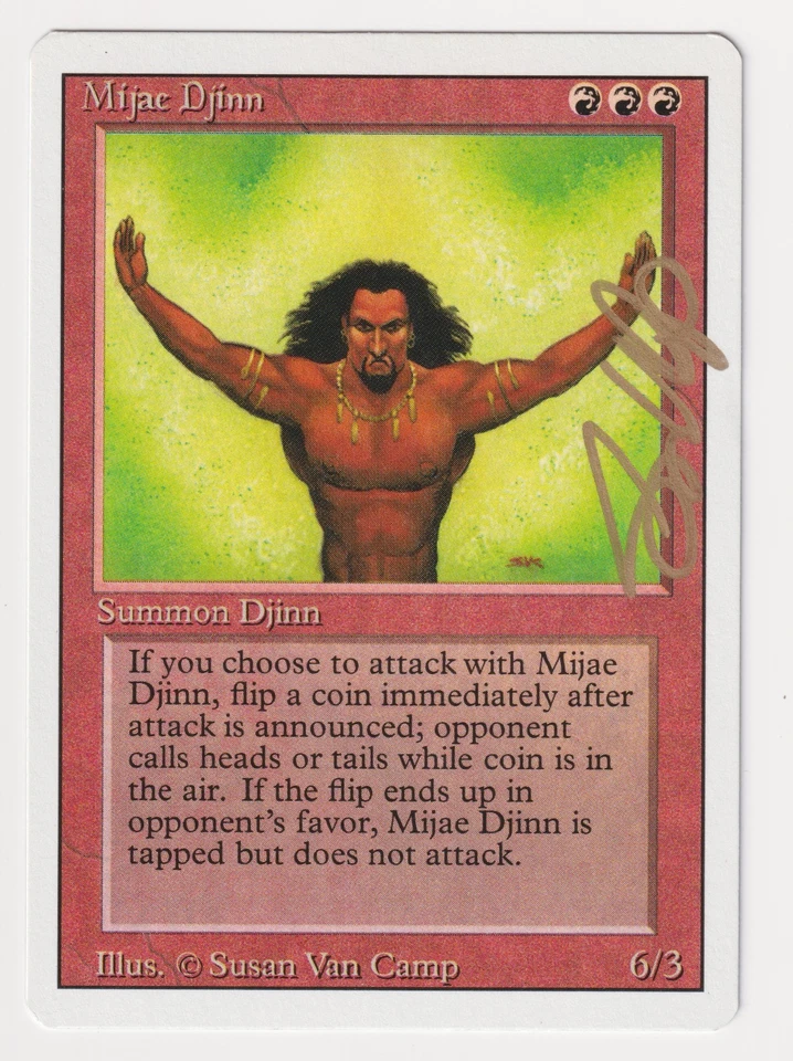 Gold Signed Mijae Djinn HP Revised Artist Susan Van Camp 1994 MTG Magic Rare! - Image 1 of 2