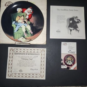 1990 KNOWLES Sammelteller "Christmas Vigil" Sundblom Santa - Limited Ed. Neu im Karton/COA - Bild 1 von 13