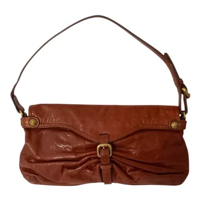 KOOBA Leather Baguette Bag Y2K Caramel Color Brass Ruched Handbag Shoulder Bag  - Image 1 of 4