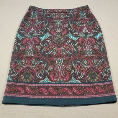 Falda Talbots estampado cachemir para mujer talla 6 línea A hasta la rodilla forrada multicolor Foto 1 de 4