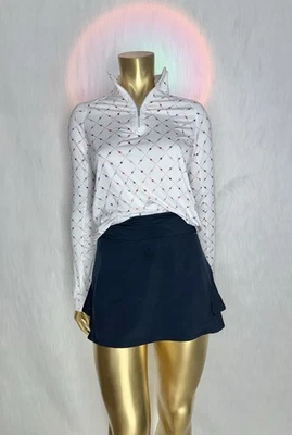 Camisa de golfe Lady Hagen feminina tamanho XS 1/4 zíper branca geo floral resfriamento SPF - Imagem 1 de 4