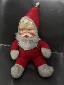 Vintage Plush Plastic Face Santa Claus Circa 1950’s Holiday Stuffed Toy Antique  - Picture 1 of 24
