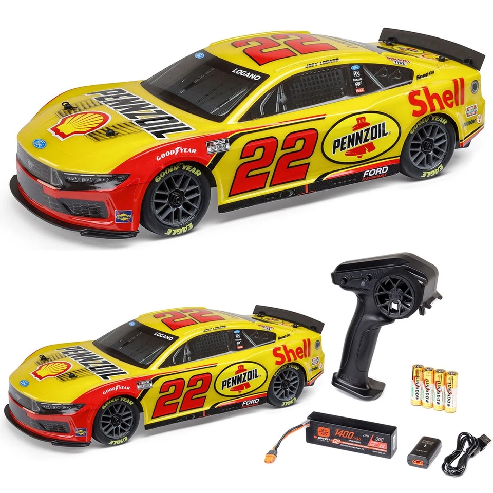 Losi 1/12 NASCAR RC Racecar Joey Logano #22 Shell 2025 Ford Mustang RTR - Image 1 of 4