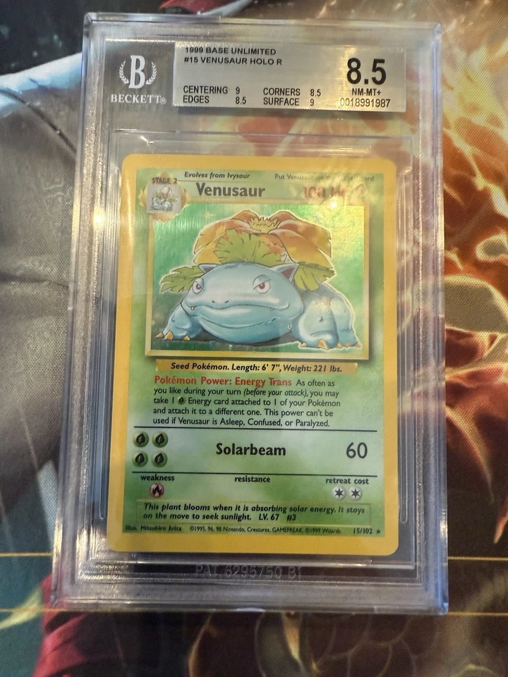 Pokemon BGS 8.5 Venusaur 18/130 Base Set Unlimited Card NM/MINT Holo Like PSA - Image 1 of 2