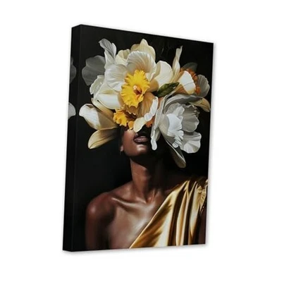  Arte de pared afroamericano imagen de niña negra africana 18L" x 12W" amarillo Foto 1 de 4