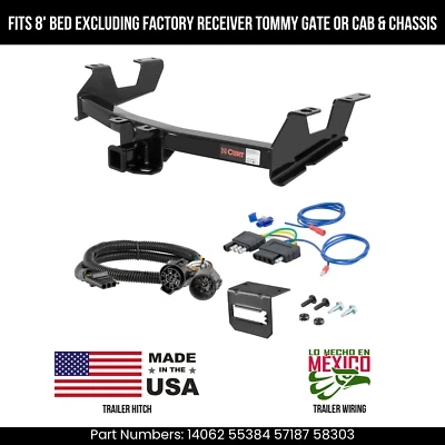 适用于 11 - 14 Silverado 3500HD 拖车挂接带 5 针接线 8 英尺床标准 Bmpr Curt 10K — 第 1/4 张图片