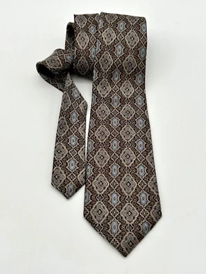 НОВЫЙ БЕЗ ЯРЛЫКОВ BURMA BIBAS МУЖСКОЙ ШЕЛКОВЫЙ ГАЛСТУК КОРИЧНЕВЫЙ СЕРЕБРЯНЫЙ ЗОЛОТОЙ КРАСИВЫЙ УЗОР ТЯЖЕЛЫЙ МАТЕРИАЛ - Изображение 1 из 4