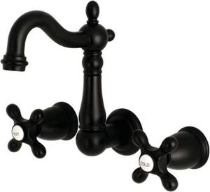 Kingston Brass KS1220AX Heritage 8" Center Wall Mount Vessel Sink Faucet Black - Picture 1 of 2