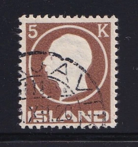 ICELAND KING FREDERIK VIII 5 KRONA BROWN - SG 108, MICHEL 75 VERY FINE USED - Picture 1 of 2