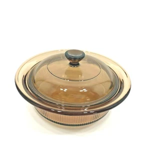 Corning Vision Glass Round Casserole Dish Amber V30B With Lid V1C 24oz 7 3/4in - Picture 1 of 10