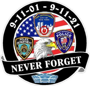 Calcomanía de vinilo 9/11 Never Forget NY PA VA Always Remember septiembre 2001 - Imagen 1 de 3